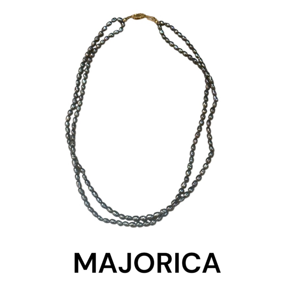 Authentic Majorica designer double strand grey pearl necklace
